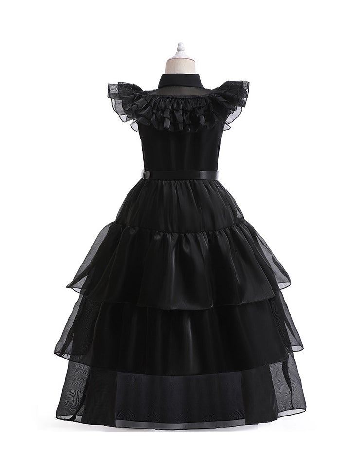 AUTOYSUR - Wednesday Adams Black Dance Dress with Belt, Wednesday Cosplay Dress, Pretend Party Costumes, Kids Wednesday Family Costumes, Cosplay Princess Costume - Image 1