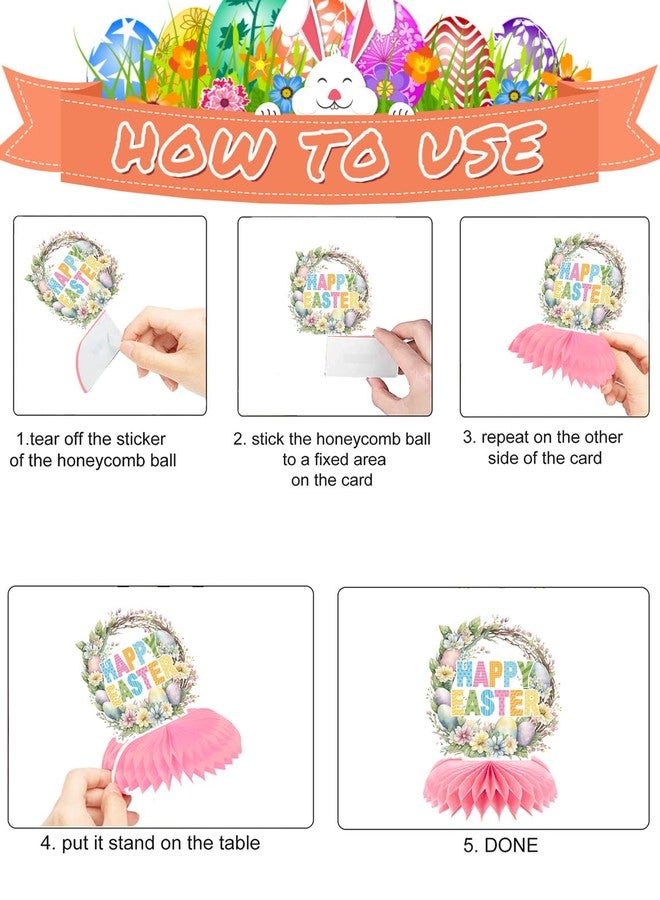 Haolongfa Easter Centerpieces for Tables Decorations, 9 Pcs Happy Easter Honeycomb Centerpieces, 3D Easter Bunny Egg Table Decoration for Easter Party Supplies, Spring Holiday Photo Prop - Image 4