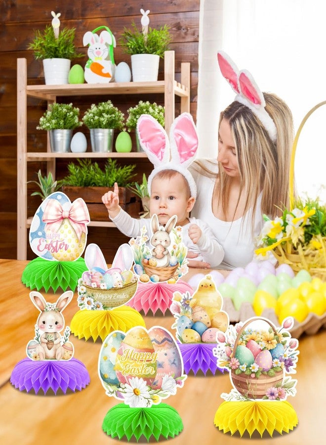 Haolongfa Easter Centerpieces for Tables Decorations, 9 Pcs Happy Easter Honeycomb Centerpieces, 3D Easter Bunny Egg Table Decoration for Easter Party Supplies, Spring Holiday Photo Prop - Image 5