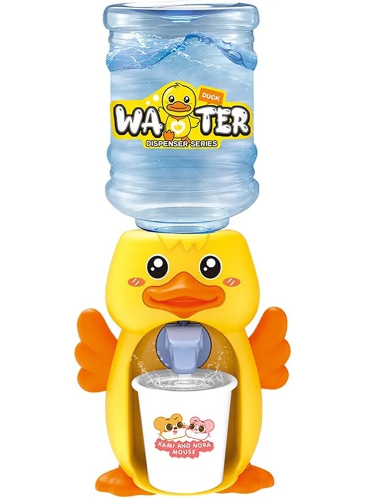 Cute Duck Mini Water Dispenser Toy for Kids, Yellow Plastic - Image 1