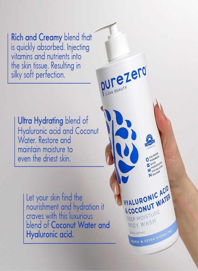 Purezero Hyaluronic Body Wash Deep Moisturizer - Soft Skin Hydration - Moisturizing Skin Cleanser + Coconut Water - No Sulfates, Parabens, Dyes (2 Pack) - Image 2
