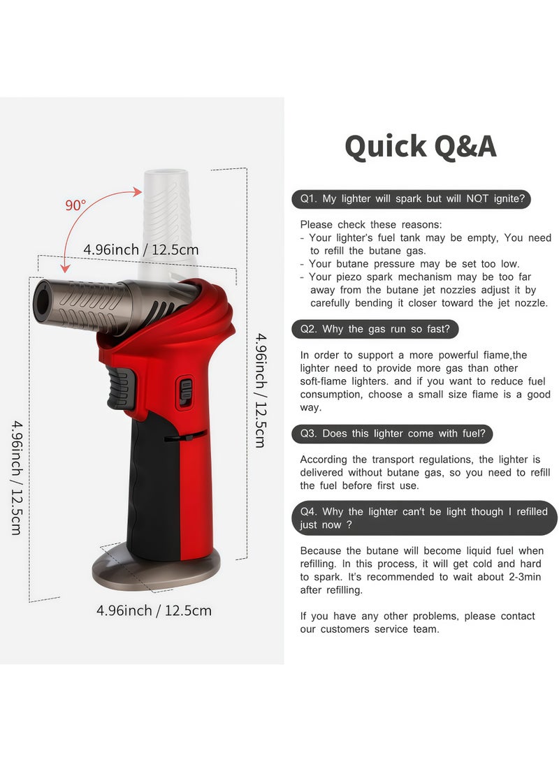 Butane Torch Lighter with Safety Lock, Butane Refillable Kitchen Cooking Torch,0-90° Adjustable Flame for Cooking, Baking, Soldering(Gas Not Included) - Image 3