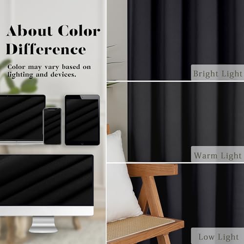 Lecloud Black Valances for Windows 14 Inch Length, Thermal Privacy Blackout Short Curtains, Farmhouse Curtain Valances with Rod Pocket for Bathroom Cafe Basement, 60" W x 14" L 1 Panel - Image 5