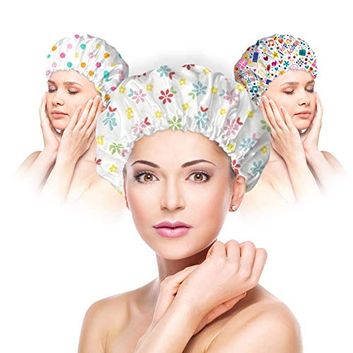 LONGMIRE 6 Pcs Waterproof Bath Caps Plastic Reusable Shower Caps Elastic Band Bath Hair Hat for Women Ladies Spa Salon - Image 1