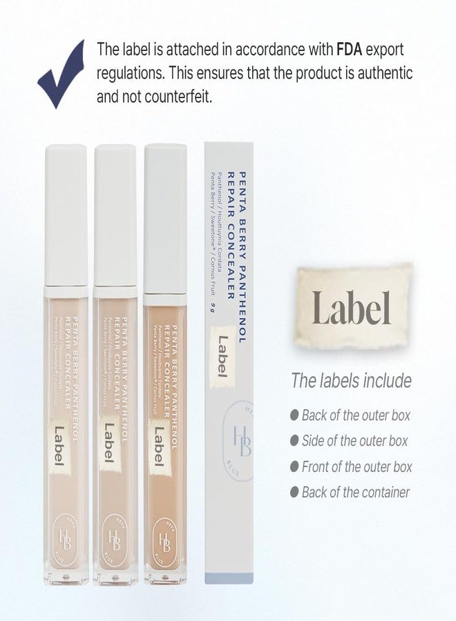 HEVEBLUE Penta Berry Panthenol Repair Concealer 13 IVORY - Lightweight, Full Coverage Dark Circles, Acne&Blemishes, Vegan, Sensitive Skin, K-Beauty, Korean Makeup, Non-clogging Pores, Hypoallergenic - Image 2