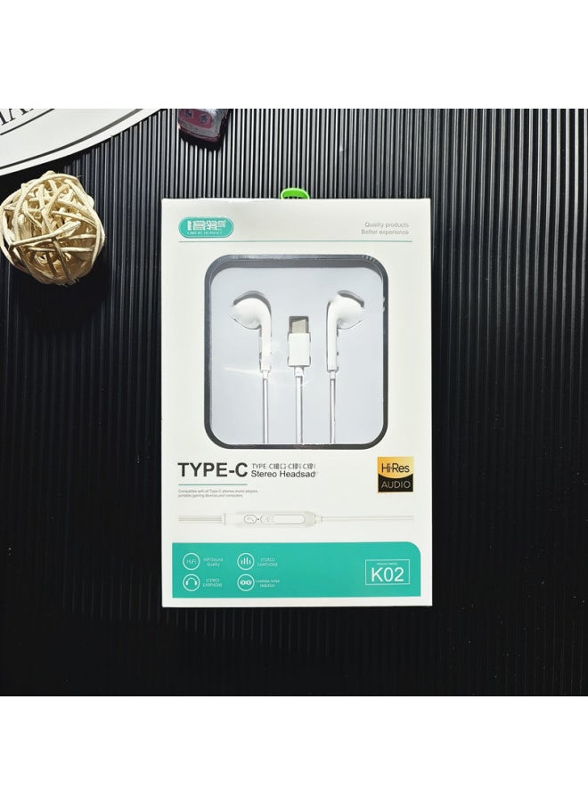 Generic - Type-c Wired Headset Digital Decoding Version Suitable For Apple 15 Series Huawei Mate60 Samsung Mobile Phone-Color:K01 In-ear Type-c-Port Digital Decoding Version Fully Compatible Headphones - Image 1