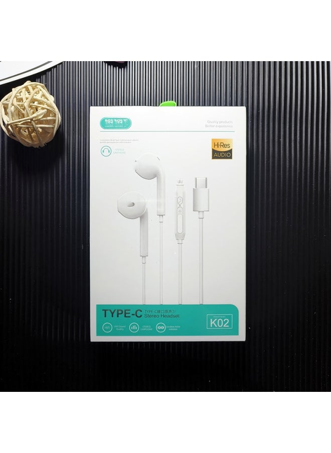 Generic - Type-c Wired Headset Digital Decoding Version Suitable For Apple 15 Series Huawei Mate60 Samsung Mobile Phone-Color:K01 In-ear Type-c-Port Digital Decoding Version Fully Compatible Headphones - Image 1