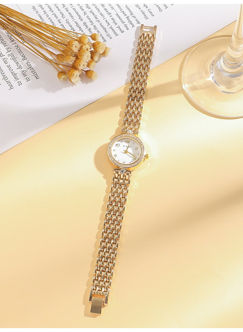 JUSMI Women Watch Sets, 3 Pcs Luxury Fashion Women Watch Set Alloy Strap Ladies Quartz Wristwatch Rhinestone Alloy Bracelet - Image 3