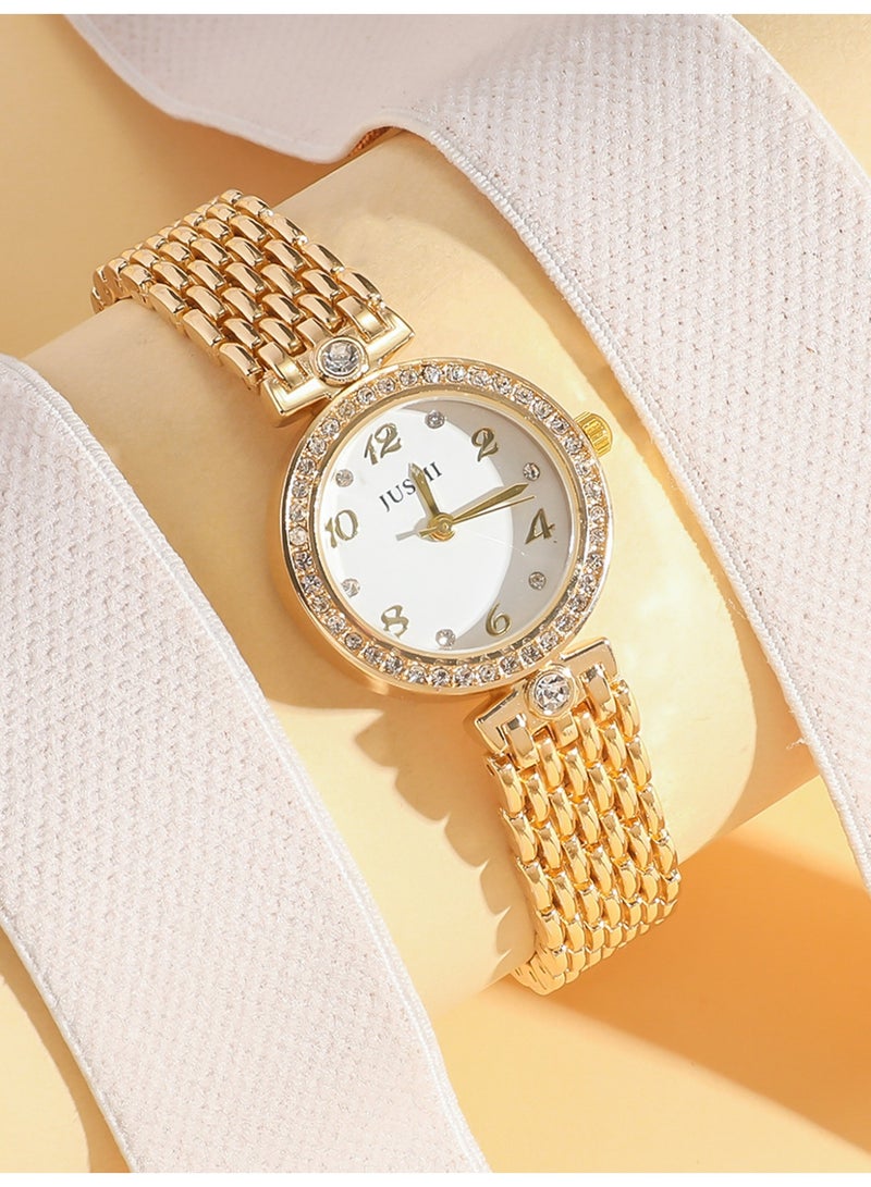 JUSMI Women Watch Sets, 3 Pcs Luxury Fashion Women Watch Set Alloy Strap Ladies Quartz Wristwatch Rhinestone Alloy Bracelet - Image 4