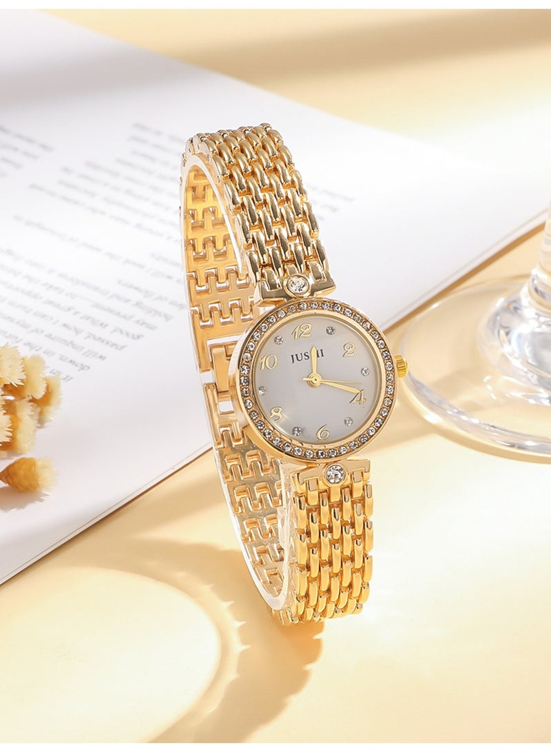 JUSMI Women Watch Sets, 3 Pcs Luxury Fashion Women Watch Set Alloy Strap Ladies Quartz Wristwatch Rhinestone Alloy Bracelet - Image 2