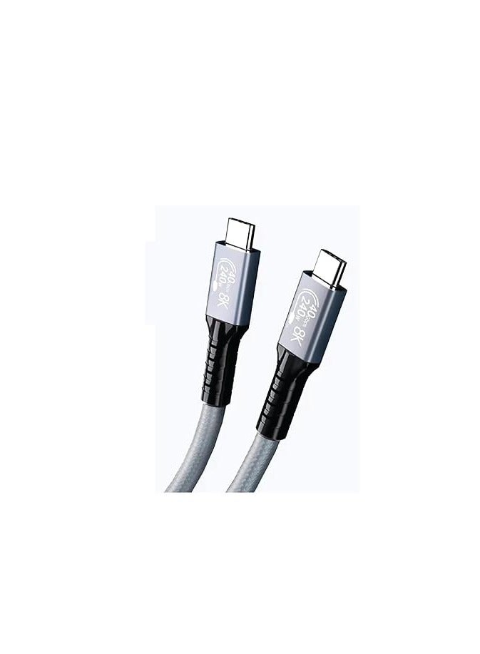 PD Fast Charging Cable - Data Cord - USB C to Type C - USB 4 - Gen4 - Thunderbolt 4 - E-Marker Chip - 40Gbps - 8K@120Hz - 48V/5A - 240W -1M - Gray - Image 1