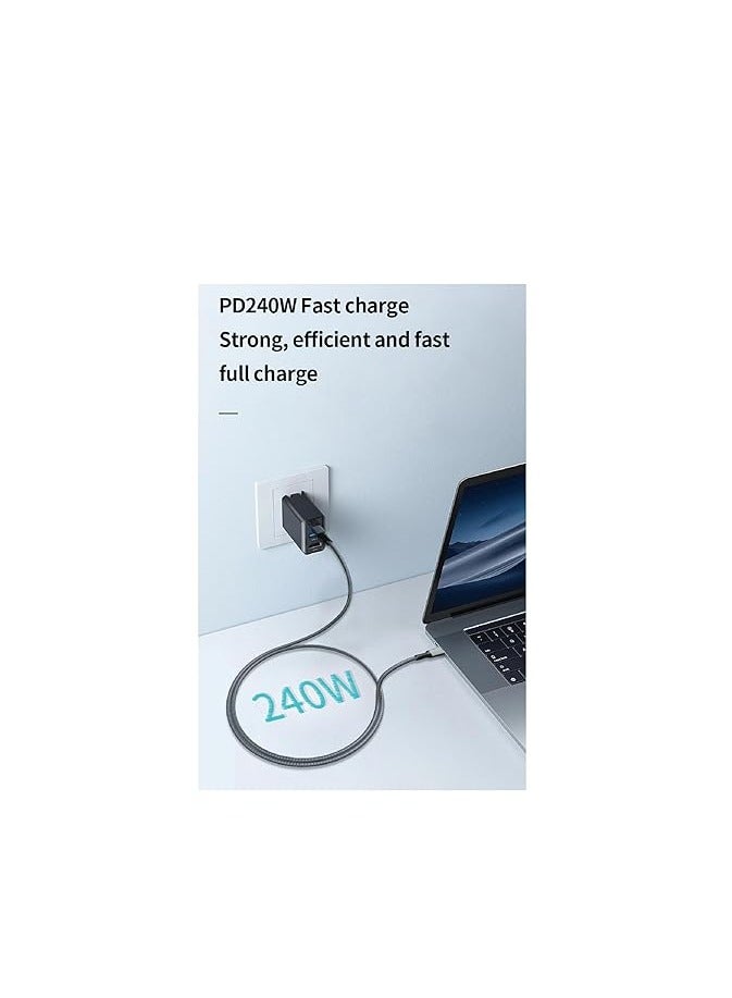 PD Fast Charging Cable - Data Cord - USB C to Type C - USB 4 - Gen4 - Thunderbolt 4 - E-Marker Chip - 40Gbps - 8K@120Hz - 48V/5A - 240W -1M - Gray - Image 2