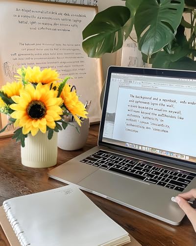 Coferset Sunflower Potted Artificial Flowers Small Fake Plant Yellow Sunflower Small Artificial Plants for Home Office Farmhouse Coffee Table Bathroom Wedding Party Decor(2PCS) - Image 2