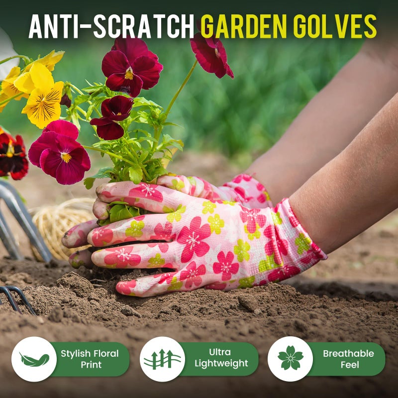 Nimalpal 6 Pairs Gardening Gloves for Women - Breathable Rubber Coated Garden Gloves, Multi-purposes Gardening Gloves with Super Grip, Thorn Proof and Cut Resistant Outdoor (6 Colors) - Image 3