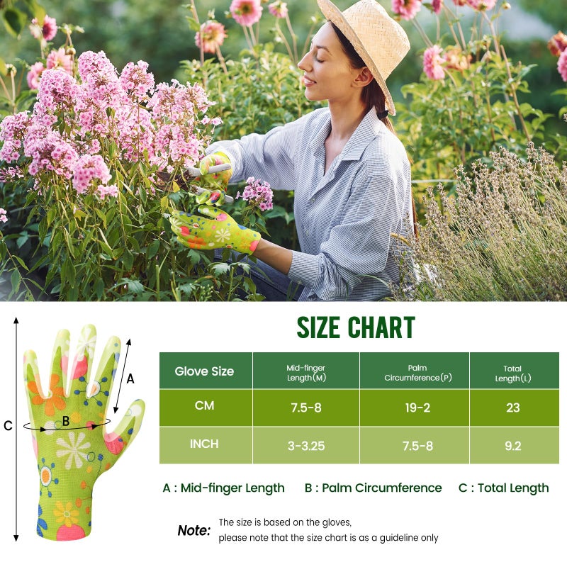 Nimalpal 6 Pairs Gardening Gloves for Women - Breathable Rubber Coated Garden Gloves, Multi-purposes Gardening Gloves with Super Grip, Thorn Proof and Cut Resistant Outdoor (6 Colors) - Image 2