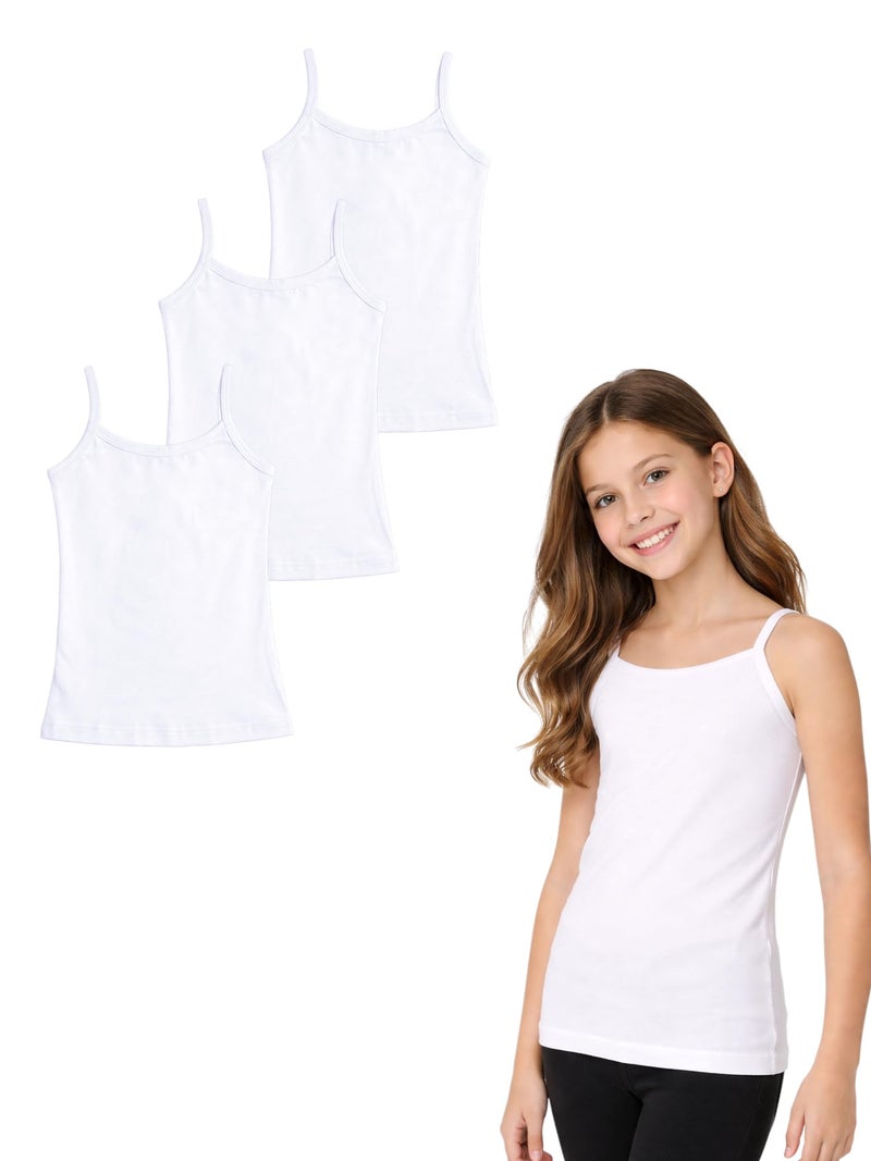 BODYCARE Girls Vest Dori Neck Sleeveless Plain Vest 100% Cotton Vest for Girls | Skin Friendly | U-Neck | Lightweight | Sleeveless Design | Pack of 3 (KIA80-PK029) - Image 1