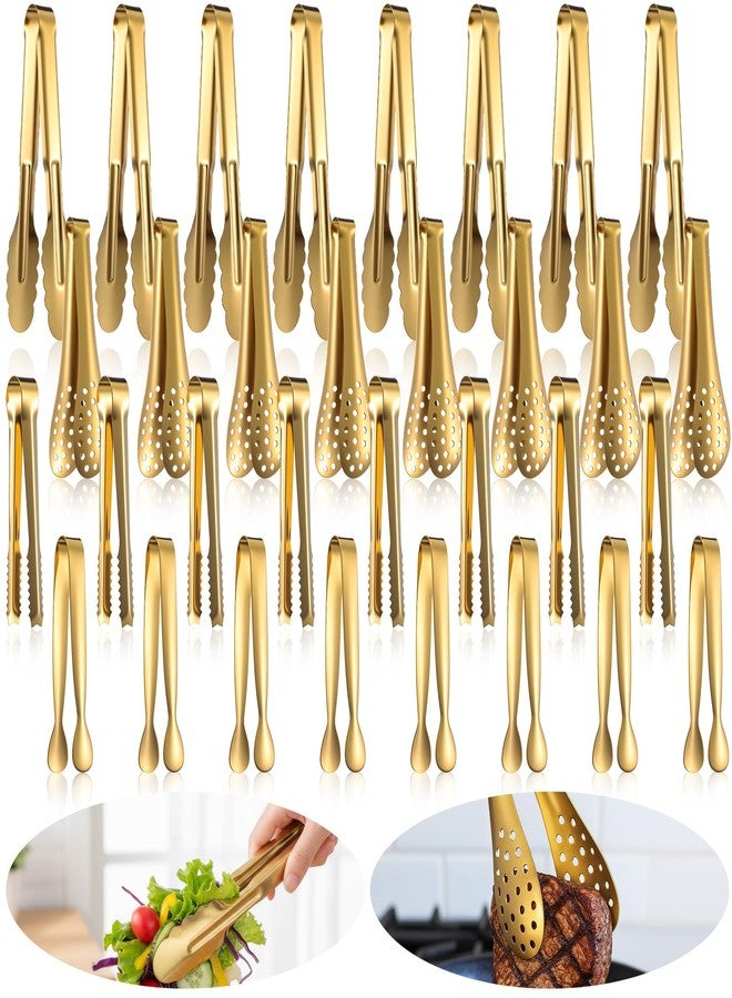 Kifmurase 32PCS Gold Serving Tongs 9 Inch Stainless Steel Gold Salad Buffet Tongs, Multi-Size Kitchen Food Appetizers Tong for Ice, Sugar Cube, Salad, Toaster, Desserts(4 Size) - Image 1