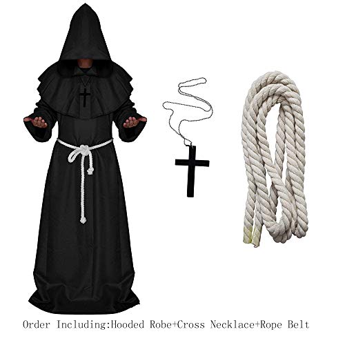 LHJ Friar Medieval Hooded Robe Cowl Monk Renaissance Costume Cloak - Image 3