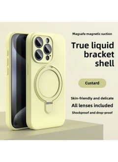 Apple 16 Mobile Phone Case Magsafe Bracket Magnetic 15promax Liquid Silicone IPhone14 Protective Cover Soft-Color:Custard Bracket With Packaging-Applicable Models:iPhone13Promax