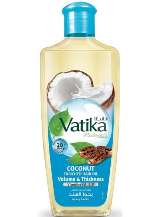 Vatika Naturals Coconut Enriched Hair Oil | Coconut, Castor & Henna Provides Volume & Thickness | For Fine, Thin & Limp Hair - 200 ml - Image 1