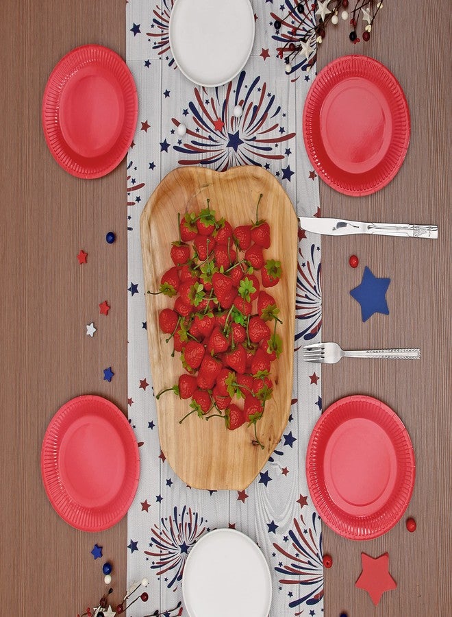 Quera Fireworks Table Runner 4th of July Patriotic Memorial Day Independence Day Holiday Kitchen Dining Table Decoration,Holiday Burlap Table Cover, 13 x 70 Inch, Americana Stars, Red, White, Blue. - Image 4