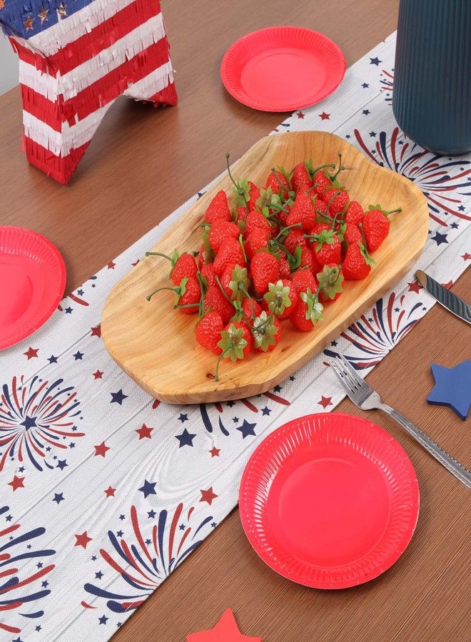 Quera Fireworks Table Runner 4th of July Patriotic Memorial Day Independence Day Holiday Kitchen Dining Table Decoration,Holiday Burlap Table Cover, 13 x 70 Inch, Americana Stars, Red, White, Blue. - Image 2