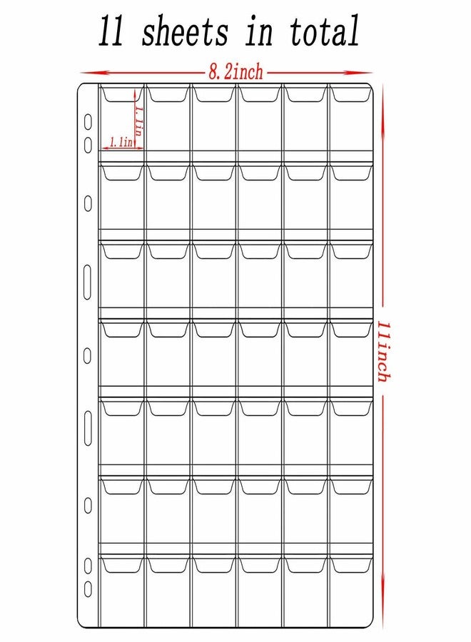 Xxmbbjy 462 Pockets Coin Binder Collection Supplies Pages, Standard 9 Hole Coin Collecting Pocket Page for Coin Stamp Badge Collection (42 Pocket -11 Sheets) - Image 2