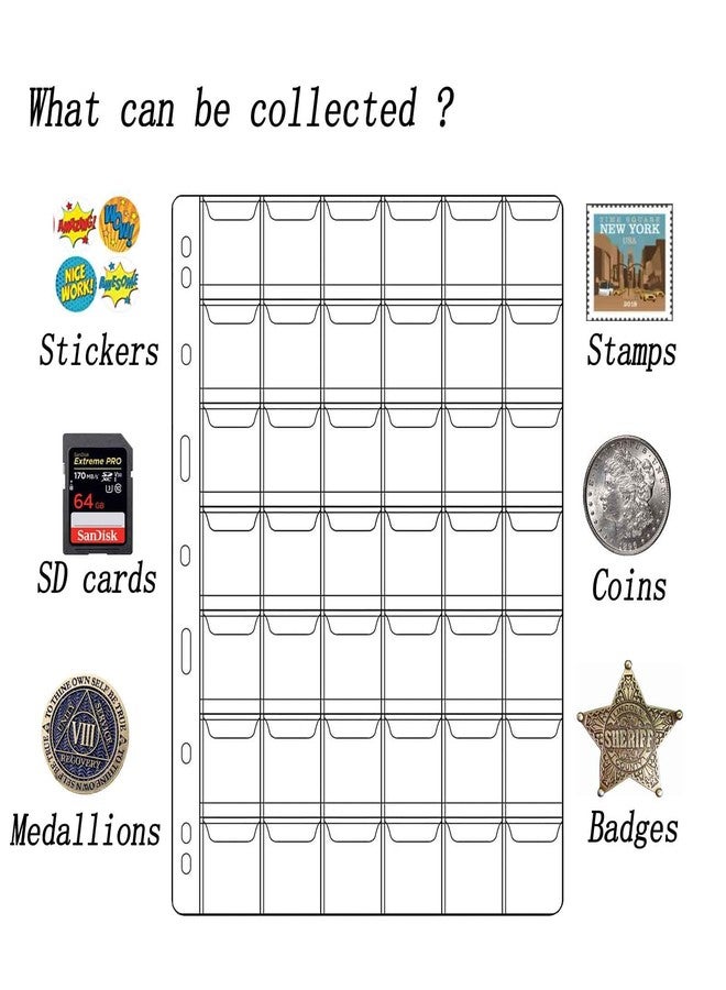 Xxmbbjy 462 Pockets Coin Binder Collection Supplies Pages, Standard 9 Hole Coin Collecting Pocket Page for Coin Stamp Badge Collection (42 Pocket -11 Sheets) - Image 5