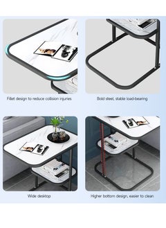 Occuwzz 2 Layers Sofa Side End Table C Shaped Coffee Table Metal Frame Nightstand for Living Room Bedroom Balcony  - Image 4