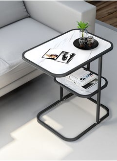 Occuwzz 2 Layers Sofa Side End Table C Shaped Coffee Table Metal Frame Nightstand for Living Room Bedroom Balcony  - Image 5