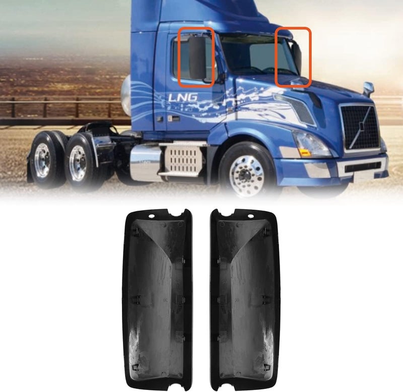 High Soar Black Door Mirror Cover for Volvo VNL VNM Trucks 2004-2017, Driver & Passenger Side (A Pair) - Image 5
