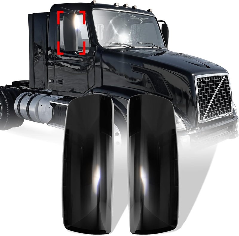 High Soar Black Door Mirror Cover for Volvo VNL VNM Trucks 2004-2017, Driver & Passenger Side (A Pair) - Image 1