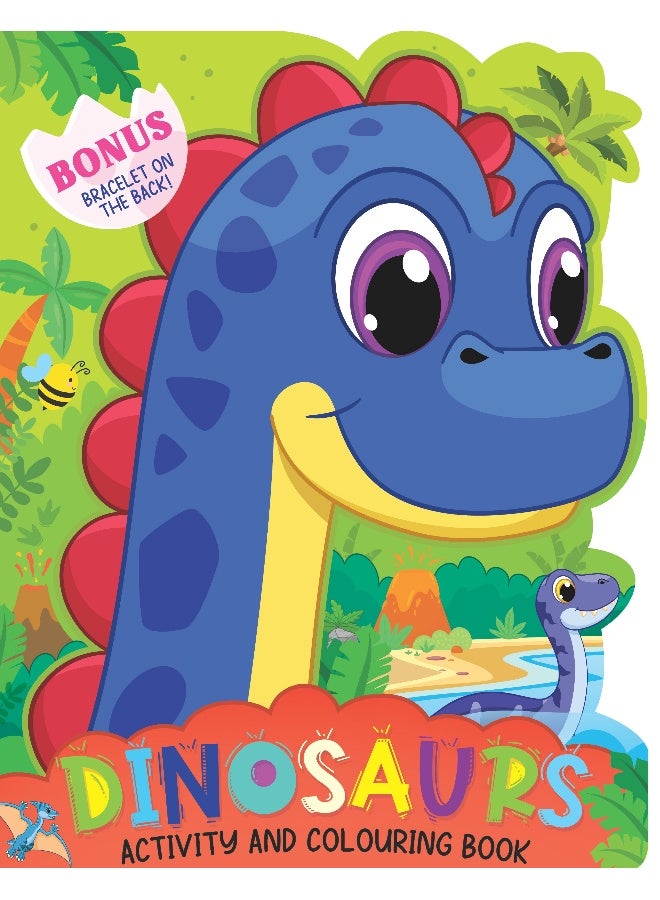 Dreamland Dinosaur Activity and Colouring Book - Die Cut Animal Shaped Book - Image 1