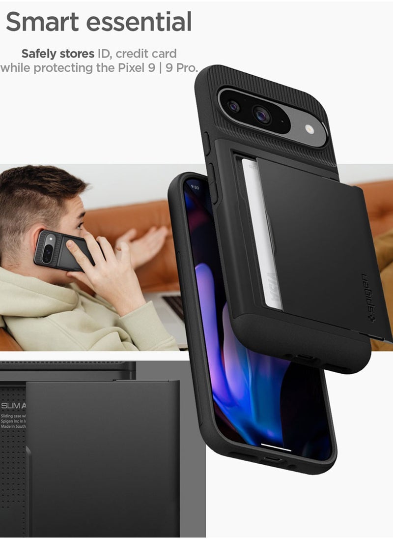 Spigen - Slim Armor CS Google Pixel 9 Case / Pixel 9 PRO Case Cover Wallet with Card Slot - Black - Image 1