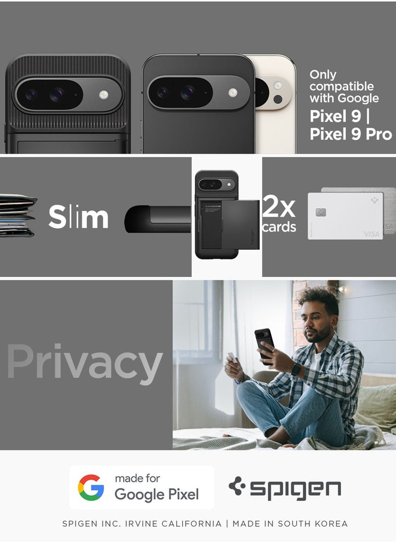 Spigen - Slim Armor CS Google Pixel 9 Case / Pixel 9 PRO Case Cover Wallet with Card Slot - Black - Image 1