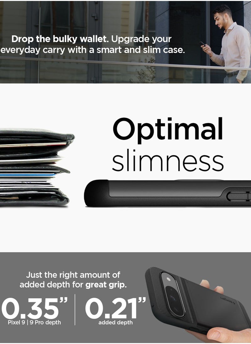 Spigen - Slim Armor CS Google Pixel 9 Case / Pixel 9 PRO Case Cover Wallet with Card Slot - Black - Image 1