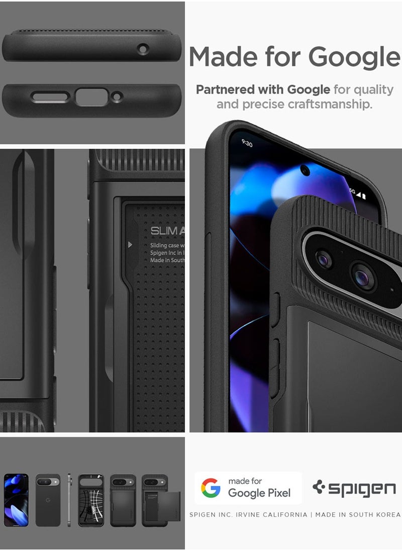Spigen - Slim Armor CS Google Pixel 9 Case / Pixel 9 PRO Case Cover Wallet with Card Slot - Black - Image 1