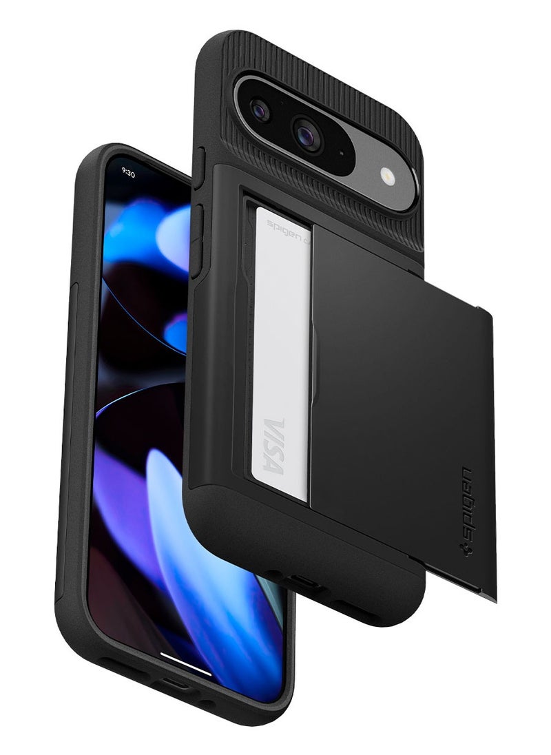 Spigen - Slim Armor CS Google Pixel 9 Case / Pixel 9 PRO Case Cover Wallet with Card Slot - Black - Image 1