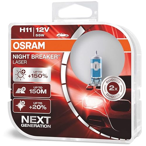 OSRAM NIGHT BREAKER LASER H11, next generation, 150% more brightness, halogen headlamp, 64211NL-HCB, 12V, passenger car, duo box (2 lamps) - Image 1
