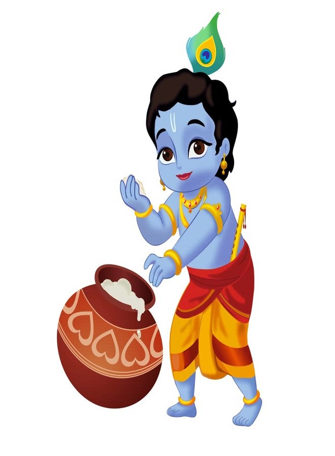 Decals Creation Pvc Krishna Hindu Religous Religion Wall Sticker For Living Room, Bedroom, Kids Room (Multicolor, Size - 33 Cm X 50 Cm) - Image 1