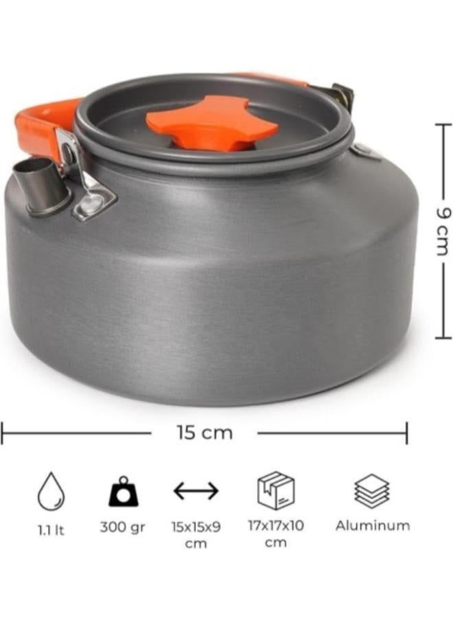 Outdoor Hiking Kettle 1.1L Portable Aluminium Alloy Teapot Coffee Pot Outdoor Camping Supplies - Image 2