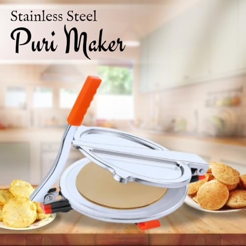 BLLUEX Stainless Steel Puri Maker New Press Machine for Home and Kitchen for Making Papad khakhra poori roti and Many More Manual Hand Press with Handle (Pack of 1) (Extra Large) - Image 2