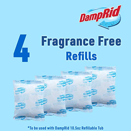DampRid 10.5 oz Fragrance Free Absorber Easy Fill Refill Packs-4 Count – Attracts & Traps Moisture for Fresher, Cleaner Air, Blue/White - Image 4
