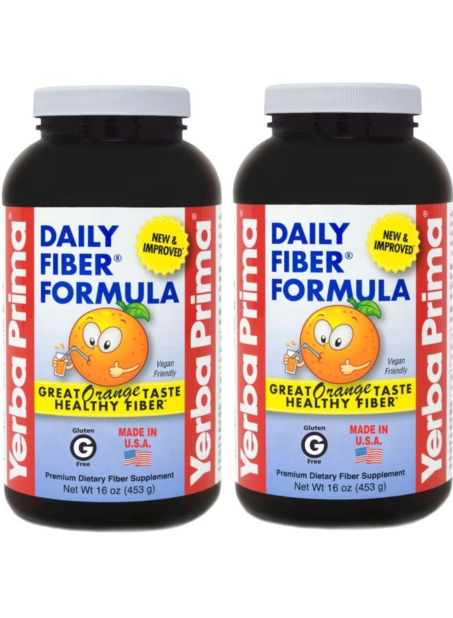 Yerba Prima Daily Fiber Formula 16 oz (Pack of 2) - Premium Dietary Fiber Supplement, Non-GMO, Gluten Free, Made in The USA, Orange Flavor - Image 1