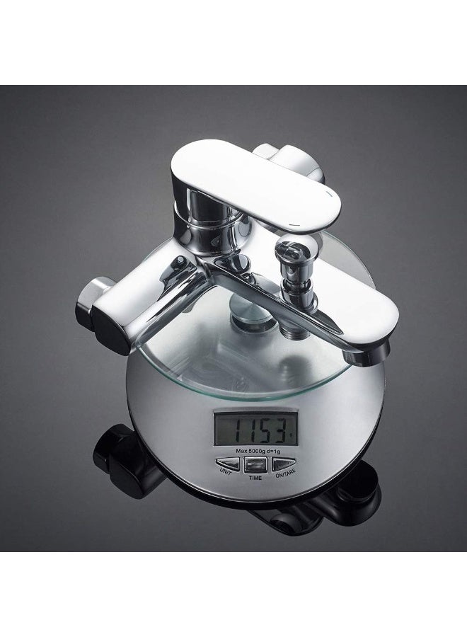 Wall Mounted Bath/Shower Mixer Tap Set – 5-Function Hand Shower, 1.5m Stainless Steel Hose, ABS Holder – Chrome Finish, Single Lever Mixer for Bathroom/Bathtub - Image 4