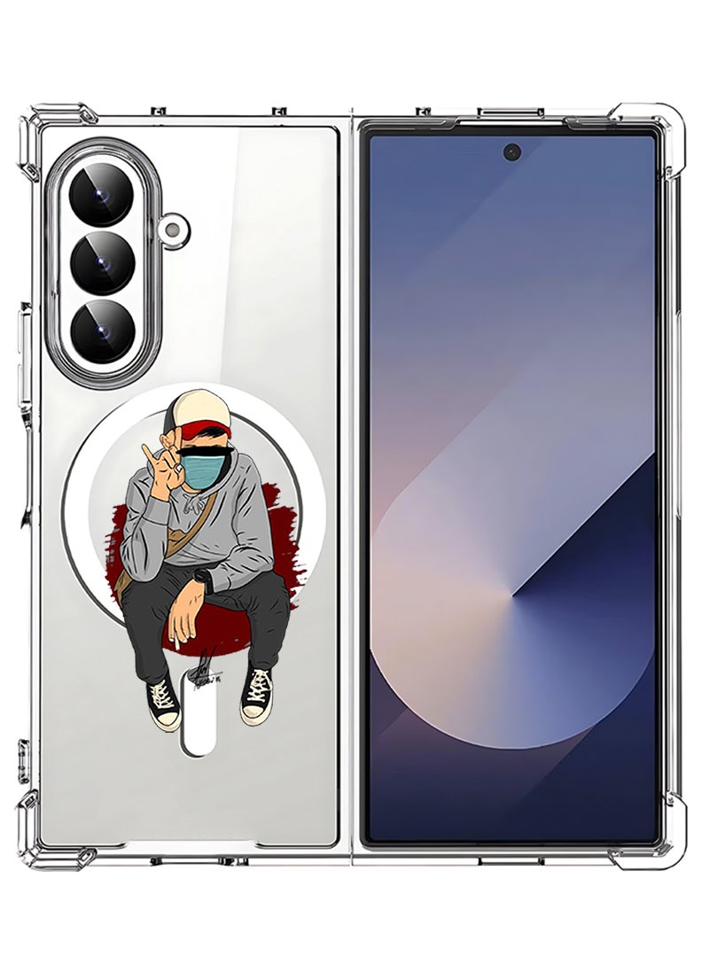 Theodor Magnetic Case for Samsung Galaxy Z Fold 7 Compatible with MagSafe Wireless Charging, Shockproof Phone Bumper Cover peace - Image 1