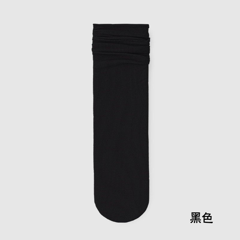 Gray Cotton Mid-Calf Socks for Women Autumn Black [summer bingbing socks] 