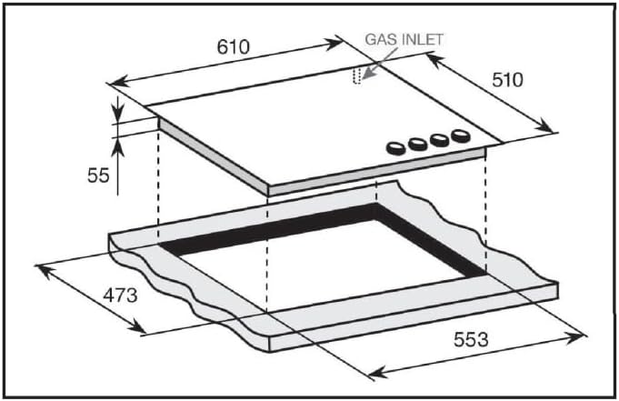 4 Burners Built In Gas Cooker, 60x52 cm, Auto Burn, Total Safety - Image 3