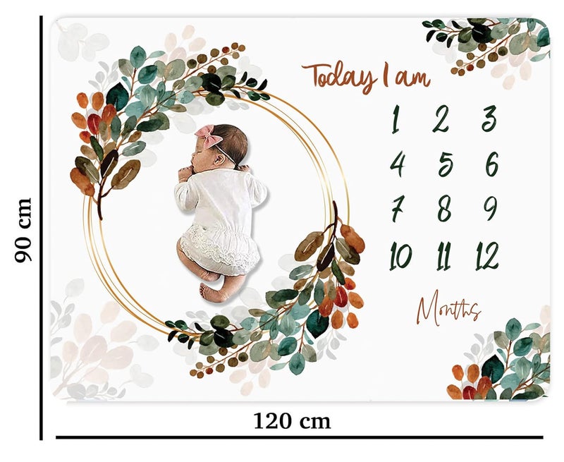 Custom Catch Monthly Milestone Blanket 1 to 12 Months Best for Newborn Boy Girl Multicolor Cotton Skin Friendly Count 1 - Image 2