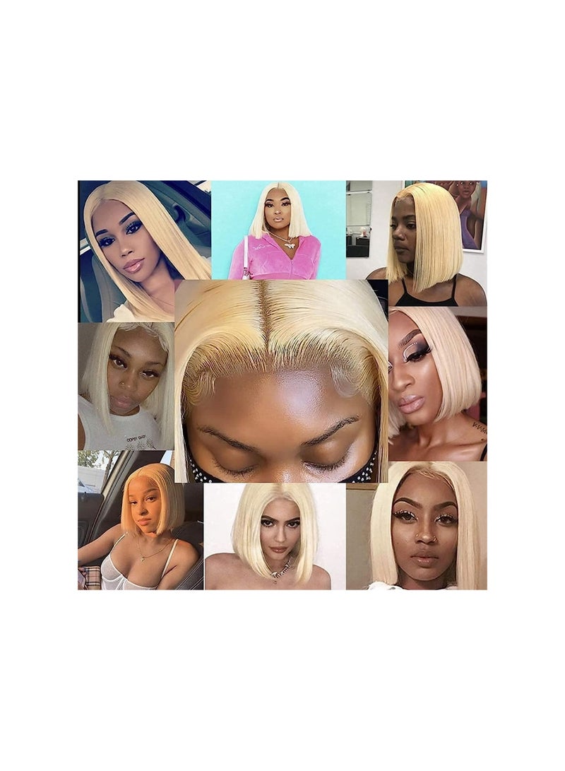 إستيل شعر مستعار بشري بدانتيل أمامي، شعر مستعار قصير من الدانتيل الأمامي للنساء (12 بوصة، 613 أشقر) - Image 5